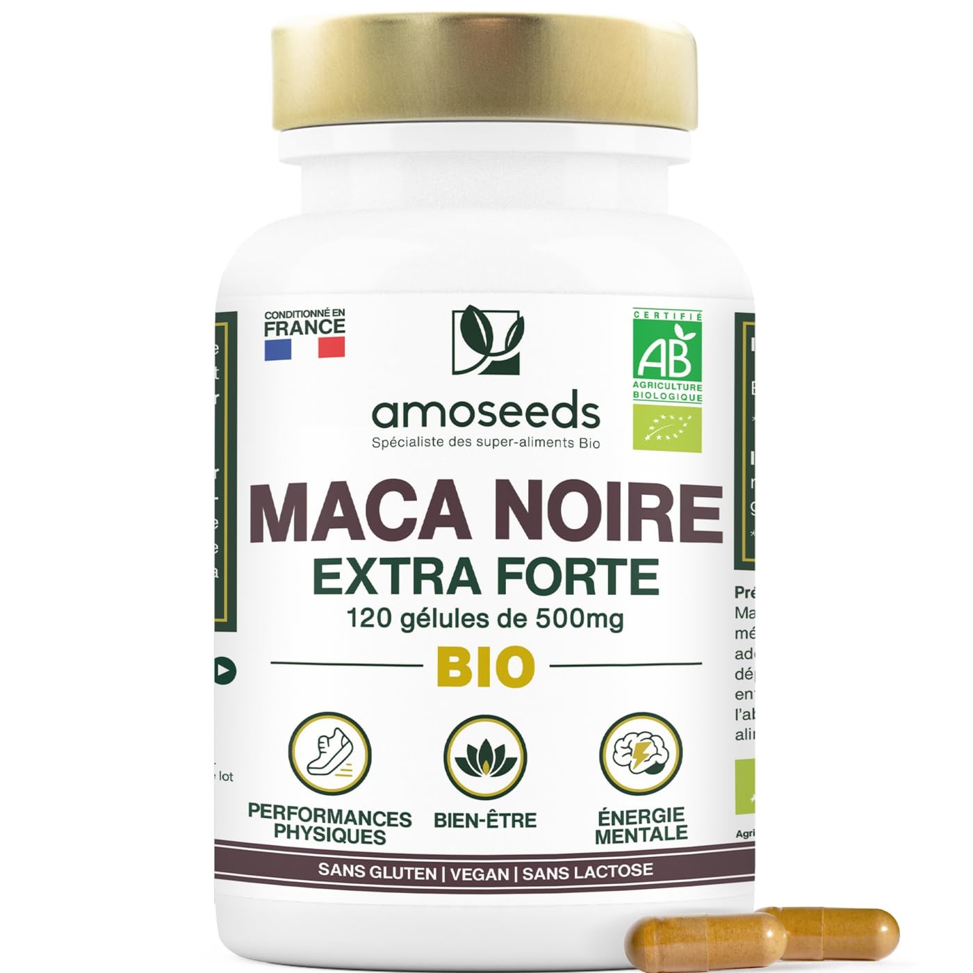 Maca Noire BIO du Perou Extra Fort 10 000mg par jour 120 g